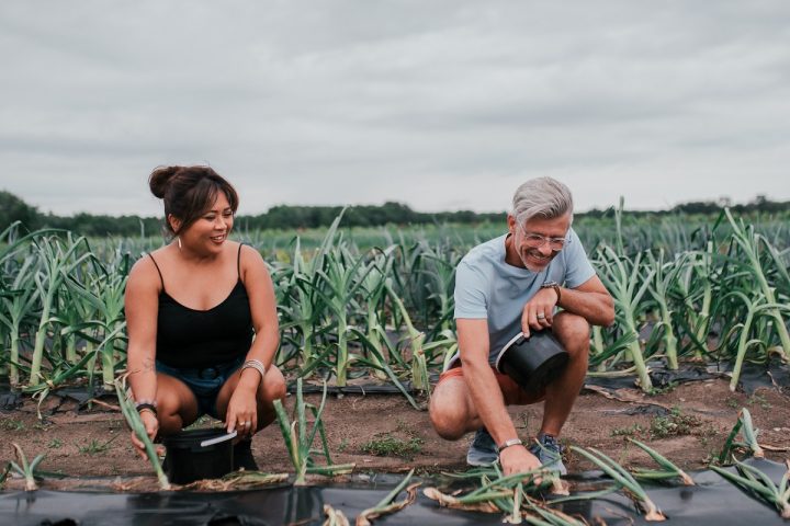 aggie and john at the PYO pack at Thames River Melons